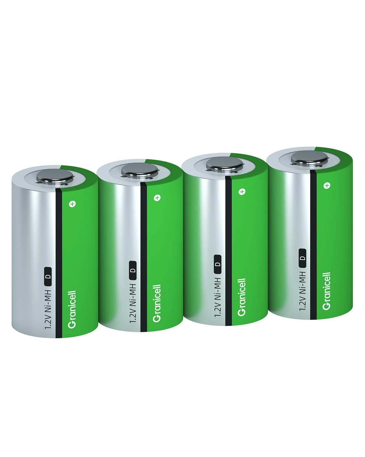 Granicell 4 Pack D Rechargeable Battery, 1.2V, 10000mAh High Energy, Low Self-Discharge D Cell NiMH Battery, Approx. 1300 Charge Cycles