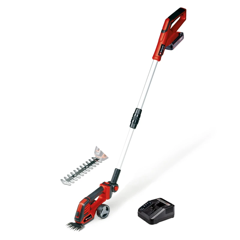 Einhell Cordless Electric Grass and Shrub Shears with Battery and Charger 18V Power X-Change, Telescopic Handle, Interchangeable 2 Blade System For Cutting Grass, Brushes GE-CG 18/100 Li T Kit