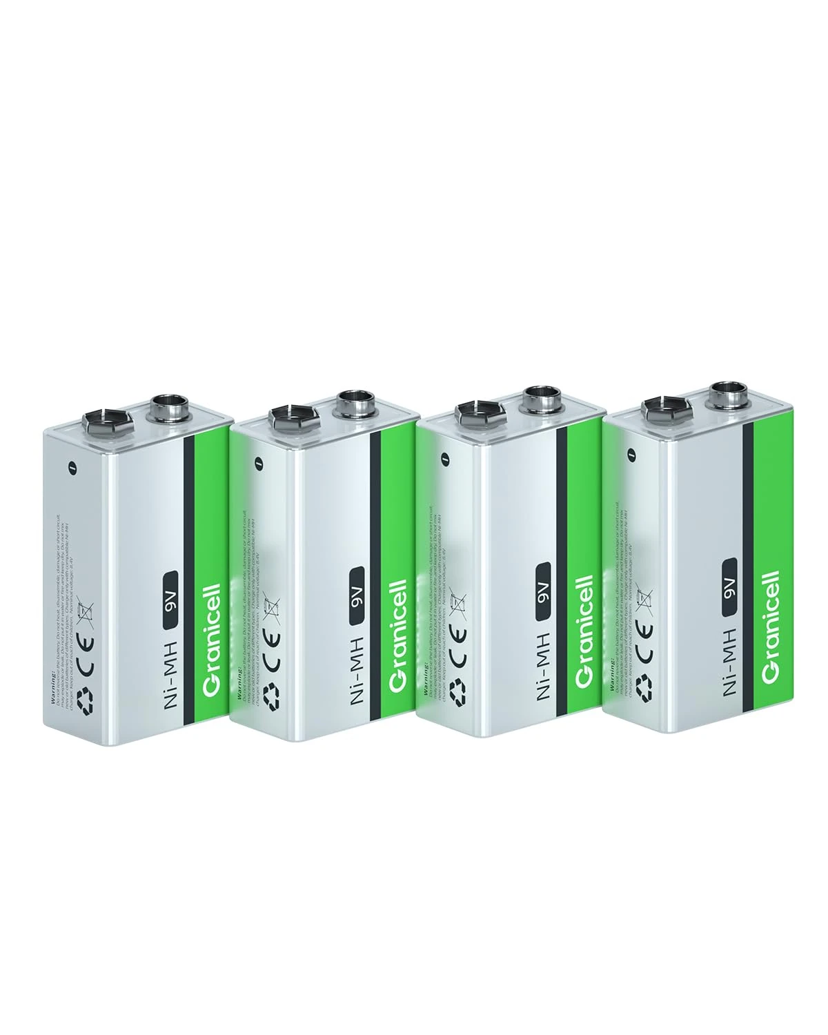 Granicell 4 Pack 9V Rechargeable Batteries, High Capacity 9V NiMH Battery, General Purpose Batteries