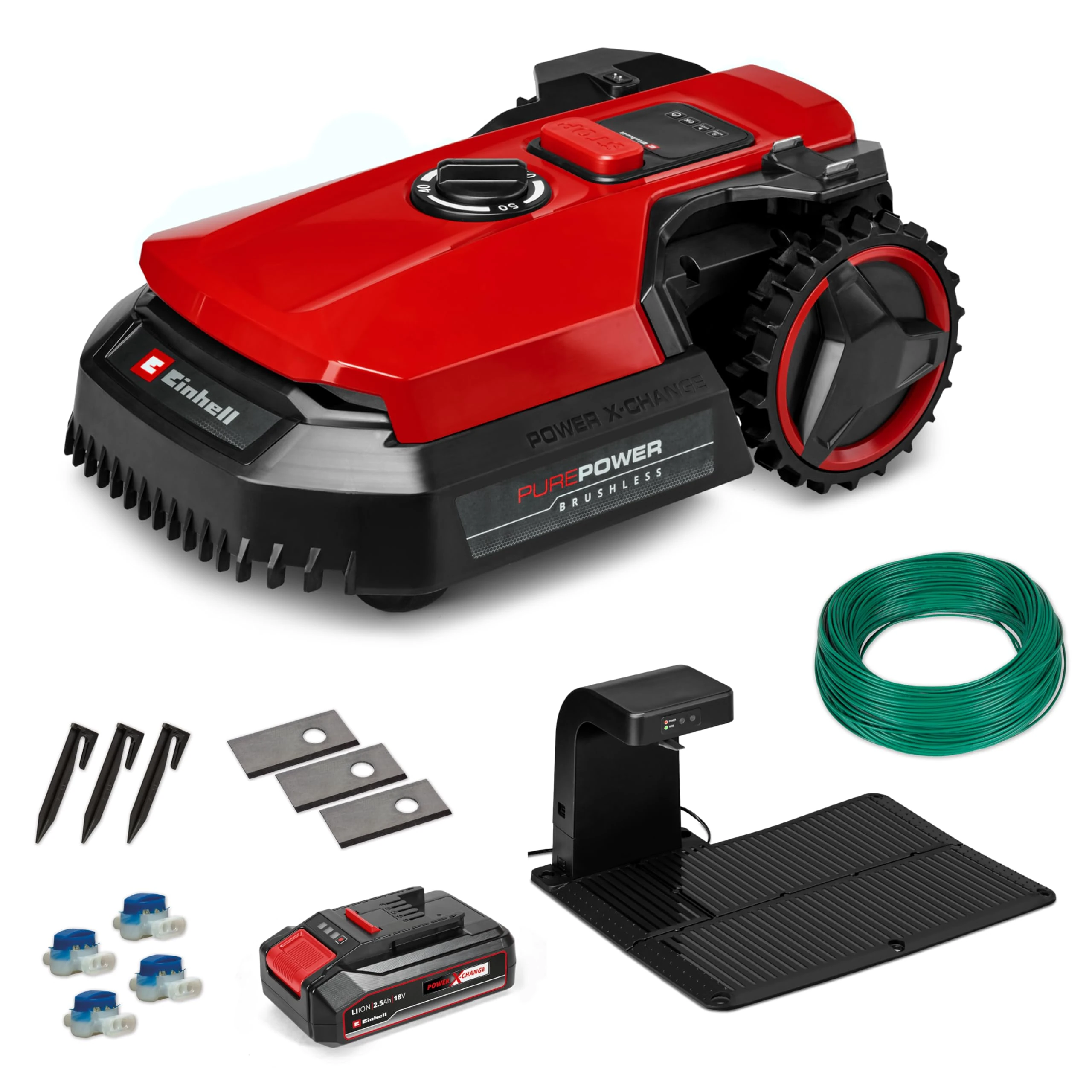 Einhell PXC Robotic Lawnmower - 18V, Long-Life Battery, App Control, IPX5 Water Resistant, Over-The-Air Updates Via Wi-Fi - FREELEXO 500 Robot Lawn Mower Kit Suitable For Garden Upto 500 m²