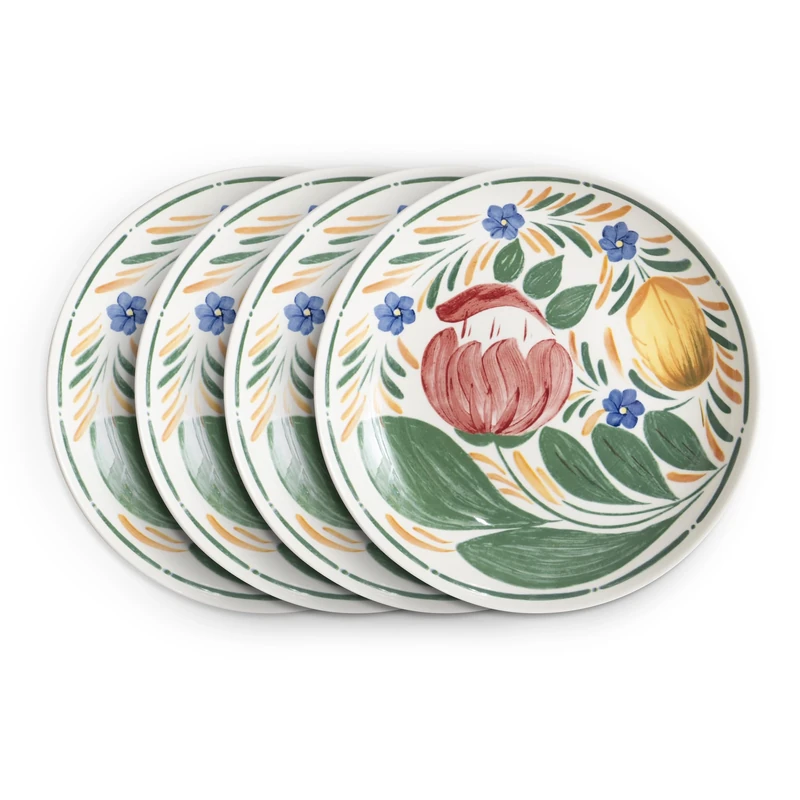 Wade Capri Set of 4 Dinner Plates with Vibrant Mediterranean Inspired Design, Crafted from Earthenware, Made in Stoke-on-Trent, 28cm, Multi-Coloured