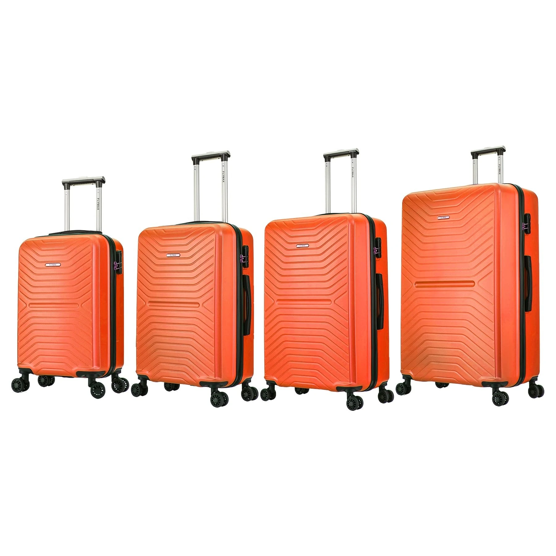 FLYMAX Suitcase Set 4 pcs XL Large Medium Cabin Lightweight Luggage Hard Shell ABS Travel Suitcases with 3 Digit Combination Locks + Telesopic Handle, Durable 4 Wheel Suitcases