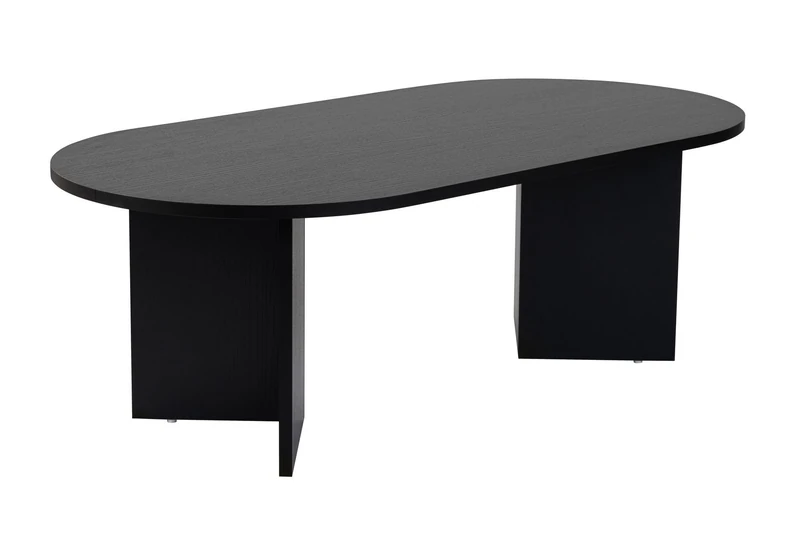 Hanah Home Stylish Black Coffee Table, 119 cm x 39.8 cm x 60 cm, 100% Melamine Coated Particle Board, 18 mm Thick, Modern Design for Living Room & Lounge