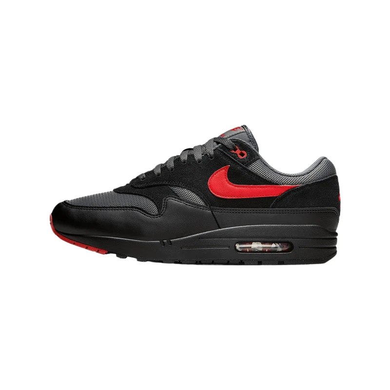 NIKE FZ5808-008 AIR MAX 1 ESS Men Black/University RED-Iron Grey UK 10