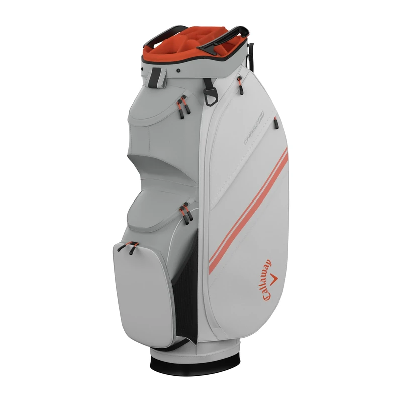 Callaway Golf Chase Cart Bag 2025, White/Silver/Orange