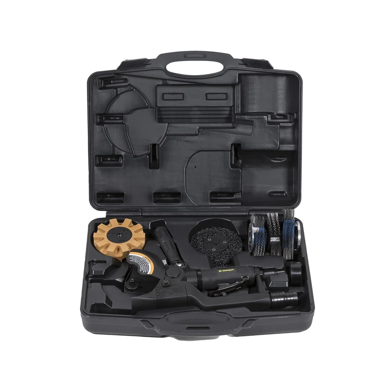 Rodcraft RC7095K Tool Set: Compressed Air MBX Multi-Grinder RC7095, Continuous Speed Control, Adjustable Handle, with Many Accessories, in Plastic Case
