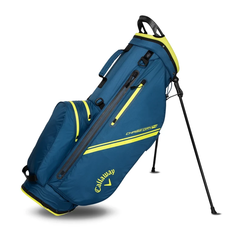 Callaway Golf Chase Dry Waterproof Stand Bag 2025, Navy/Fluorscent Yellow