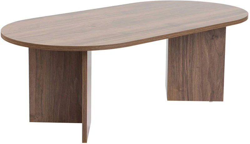 Hanah Home Stylish Walnut Coffee Table, 119 cm x 60 cm x 39.8 cm, 100% Melamine Coated Particle Board, 18 mm Thick, Perfect for Modern Living Rooms & Spaces