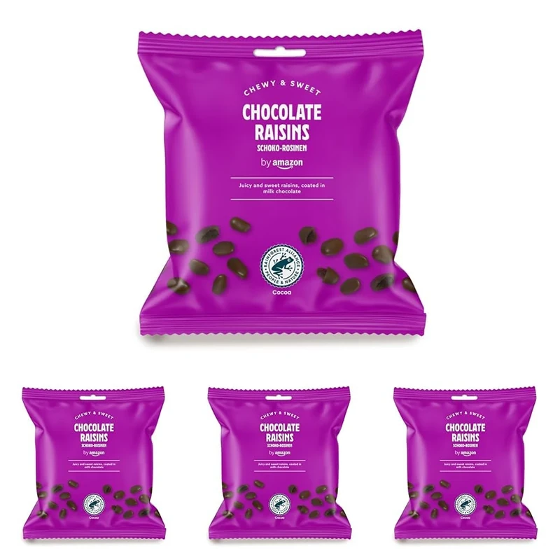 by Amazon Milk Chocolate Raisins, 200g (Pack of 4)