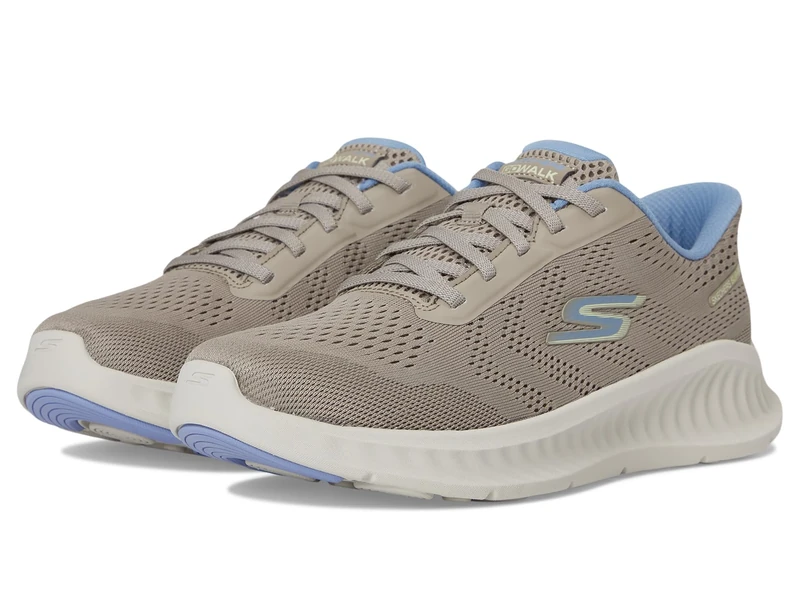 Skechers Women's Go Walk Now Khloe Sneaker, Taupe Textile/Light Blue Trim, 8 UK - Image 1