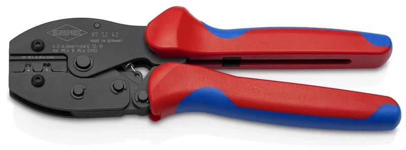 KNIPEX Preciforce Crimping Pliers for MC4/MC4 Evo 2 Connectors with Multi-Component Handles 220 mm, 97 52 42