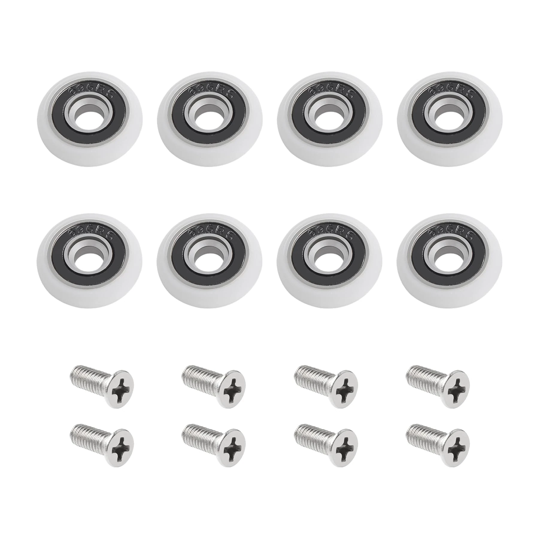 8-Pack Shower Door Rollers with M5 Screw - White Curved Door Runner with Eccentric Wheel Parts - Replacement Shower Wheels and Rollers for Sliding Glass Doors - 25mm