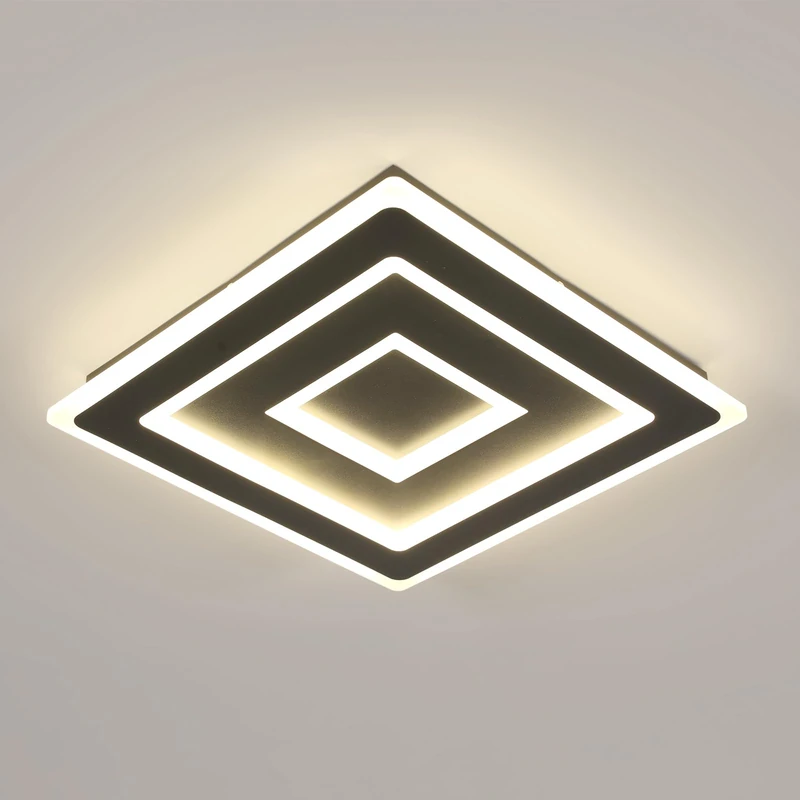 Comely 52W Modern Square LED Ceiling Light - 5850LM Black