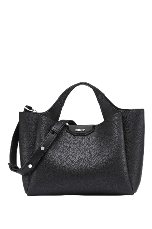 DKNY Women's Willa Mini Satchel 100% Polyurethane, Black and silver, Small