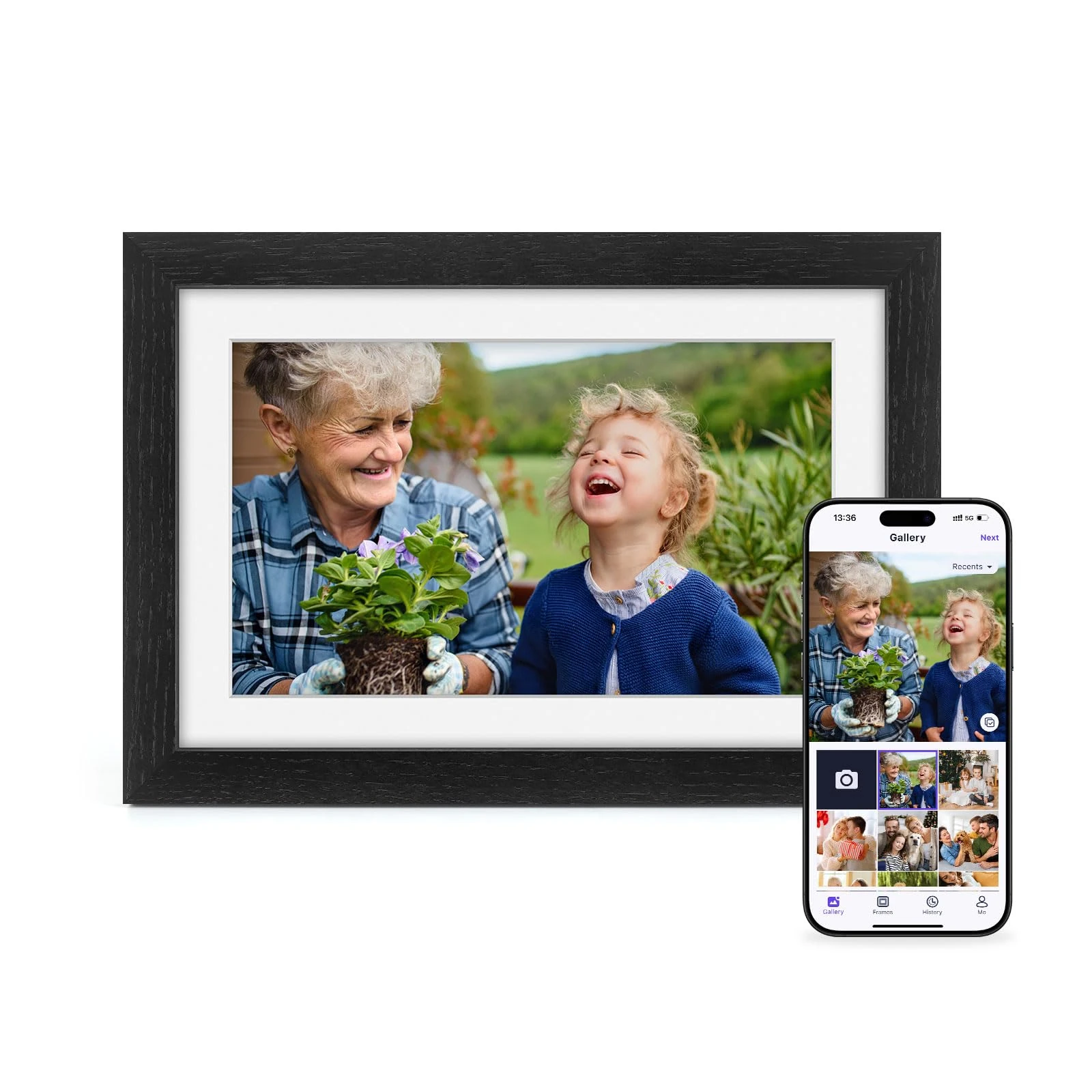 Digital Photo Frame Oak Wood: Eptusmey 32GB Memory 1280x800 HD Touch Screen Digital Picture Frame Wifi Wall Mountable Auto-Rotate Share Instantly via Uhale, Birthday Gifts for Women Men