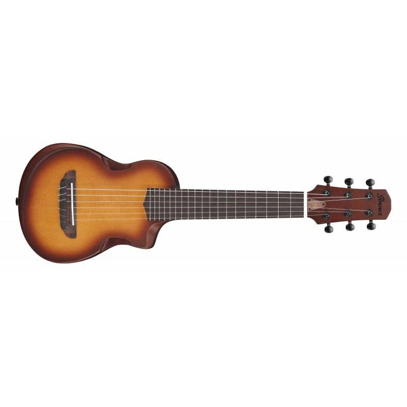 Ibanez AUP10N-OLB Open Pore Light Brown Sunburst Tenor 6-String Acoustic-Size Piccolo Guitar-Ukulele – Spruce Top, Solid Paulownia Back & Sides, Purpleheart Fingerboard & Bridge, Soundport & Armrest