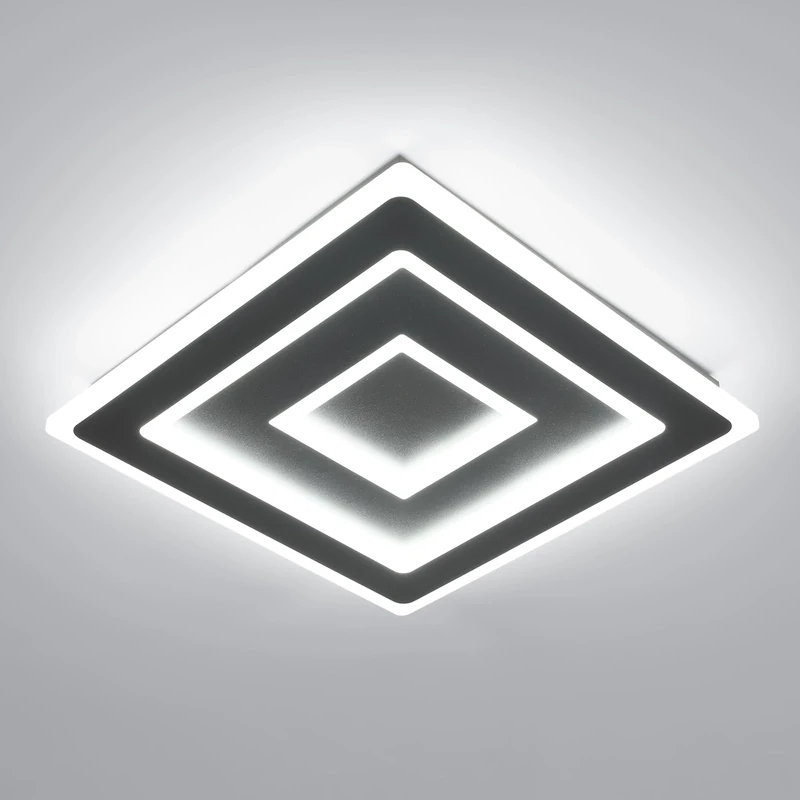 Comely Modern Square LED Ceiling Light, 52W 5850LM Black Acrylic LED Ceiling Lamp, Chandelier for Bedroom, Living Room, White Light 6500K, 40cm