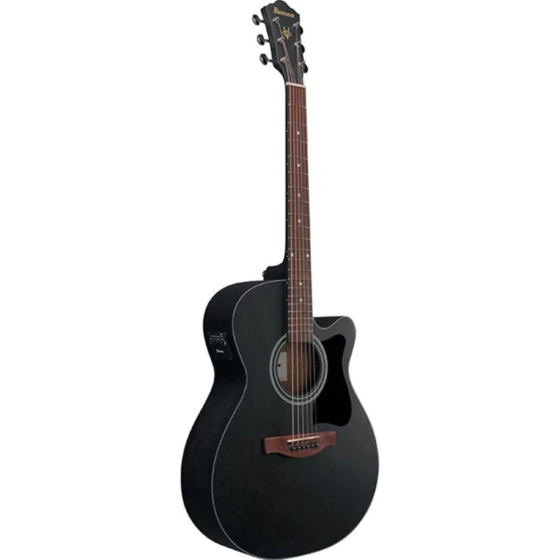 Ibanez VC44CE-WK Weathered Black Open Pore Acoustic-Electric Guitar – Cutaway Grand Concert Body, Meranti Top & Back/Sides, Nandu Wood Fretboard & Bridge, AEQ-2T Preamp w/Tuner