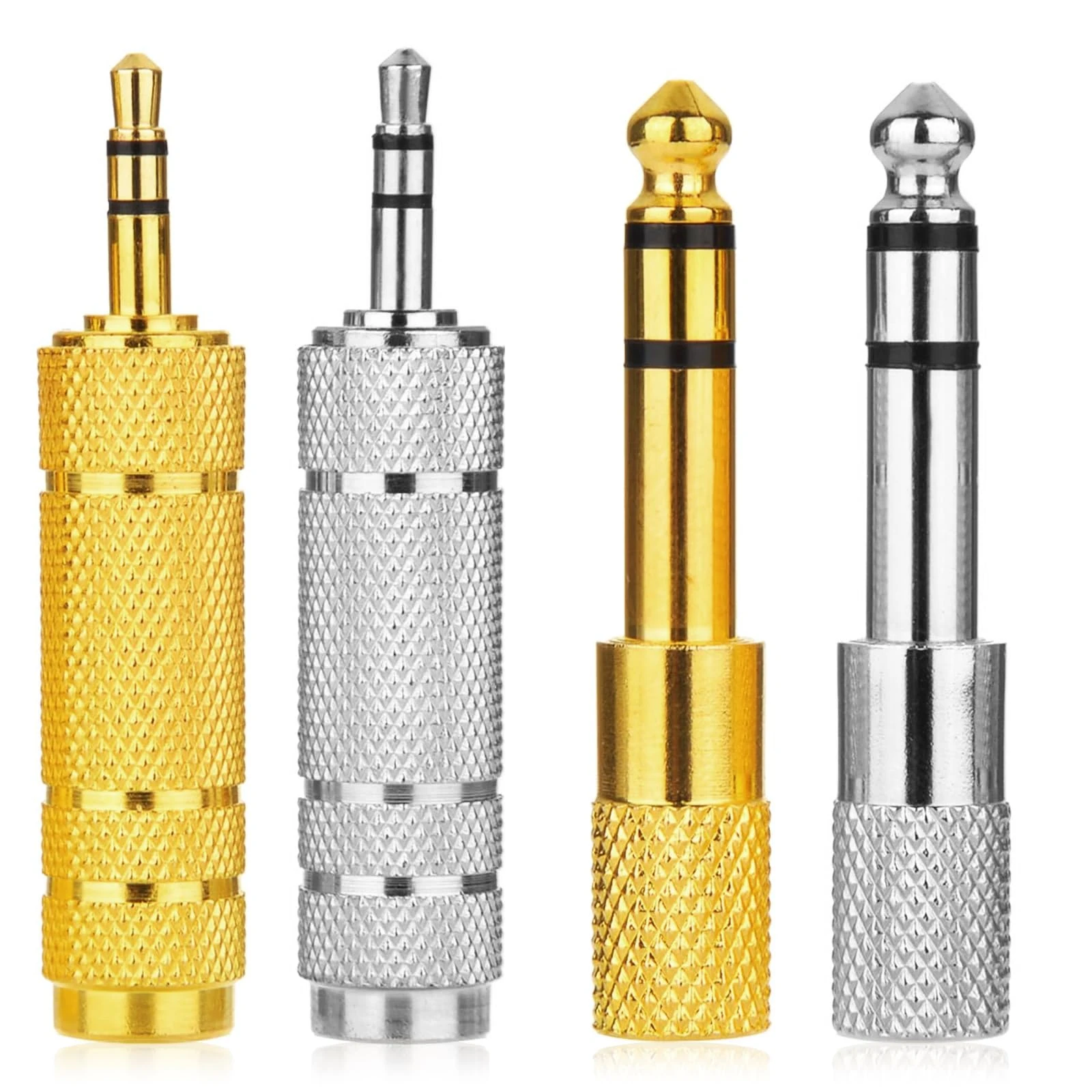 YHTCC 4 PCS Headphone Jack Adapters,3.5mm to 6.35mm Audio Jacks and 6.35mm to 3.5mm Adapter Each Two,1/8 Inch Female to 1/4 Inch Male Plug & 1/8 Inch Male to 1/4 Inch Female Audio Stereo Plug Adapter