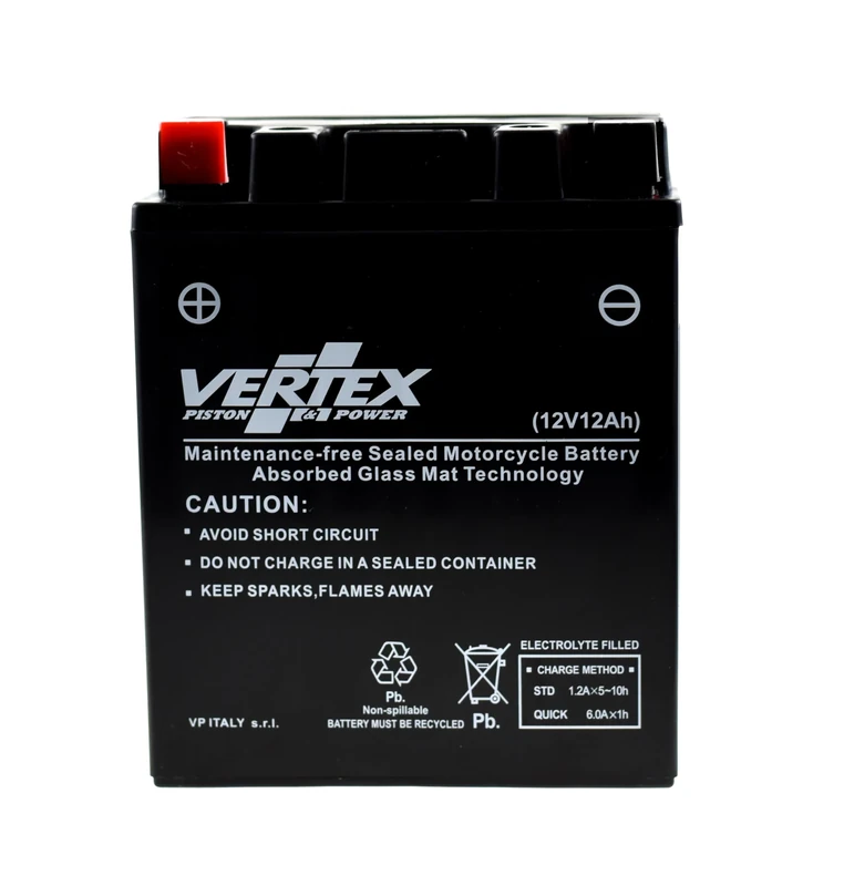 Vertex VP14A-4 Sealed AGM Motorcycle/Powersport Battery, 12V, 12Ah, CCA (-18) 210, Replaces: CB14-A2/CB14-B2, YB14-A2 Perfect battery for Motorcycle, ATV's, Personal Watercraft and Snowmobiles
