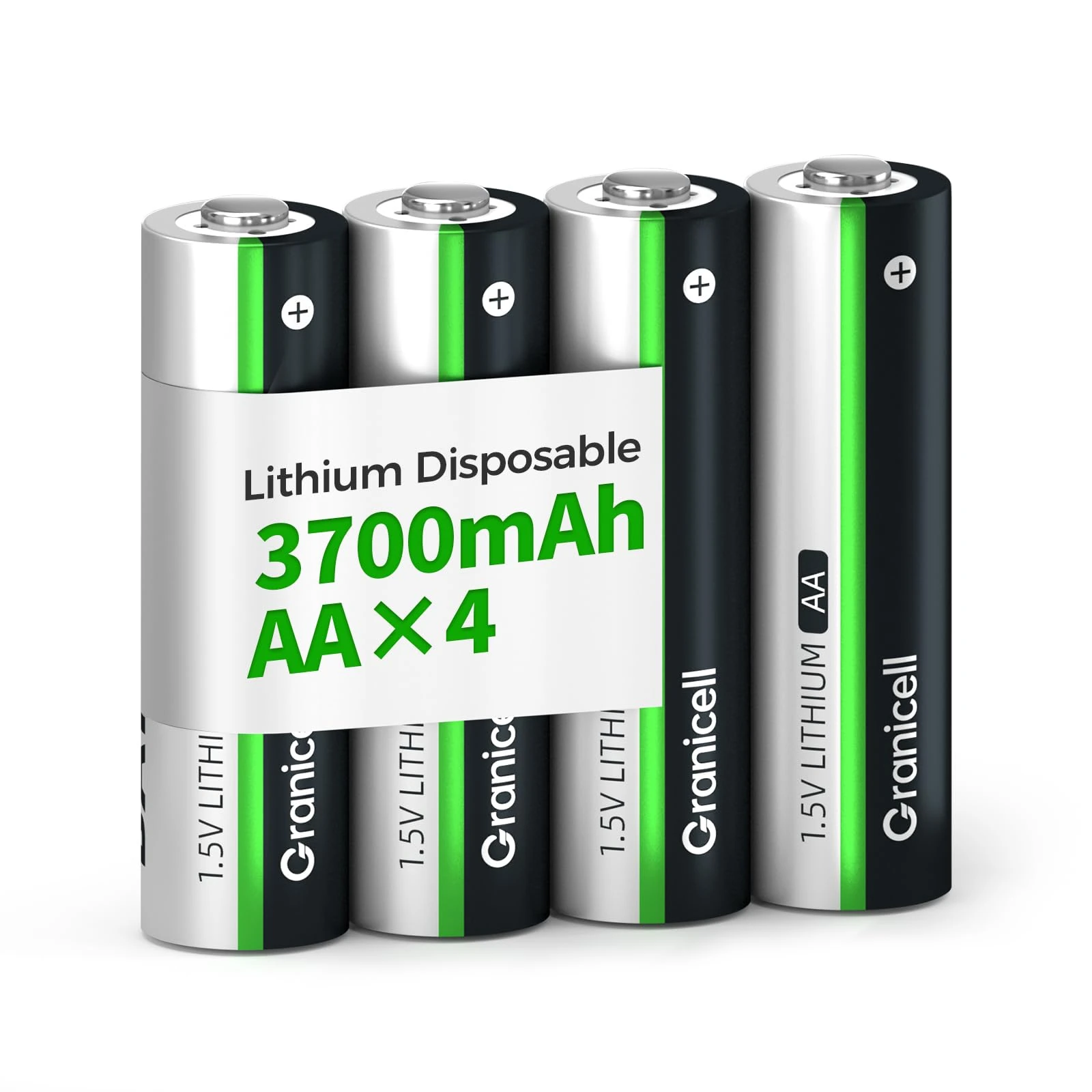 Granicell 4-Pack AA Lithium Battery, 3500mAh Double A Batteries, 1.5V Lithium AA Batteries, Longer-Lasting Batteries, Suitable for Flashlights, Toys
