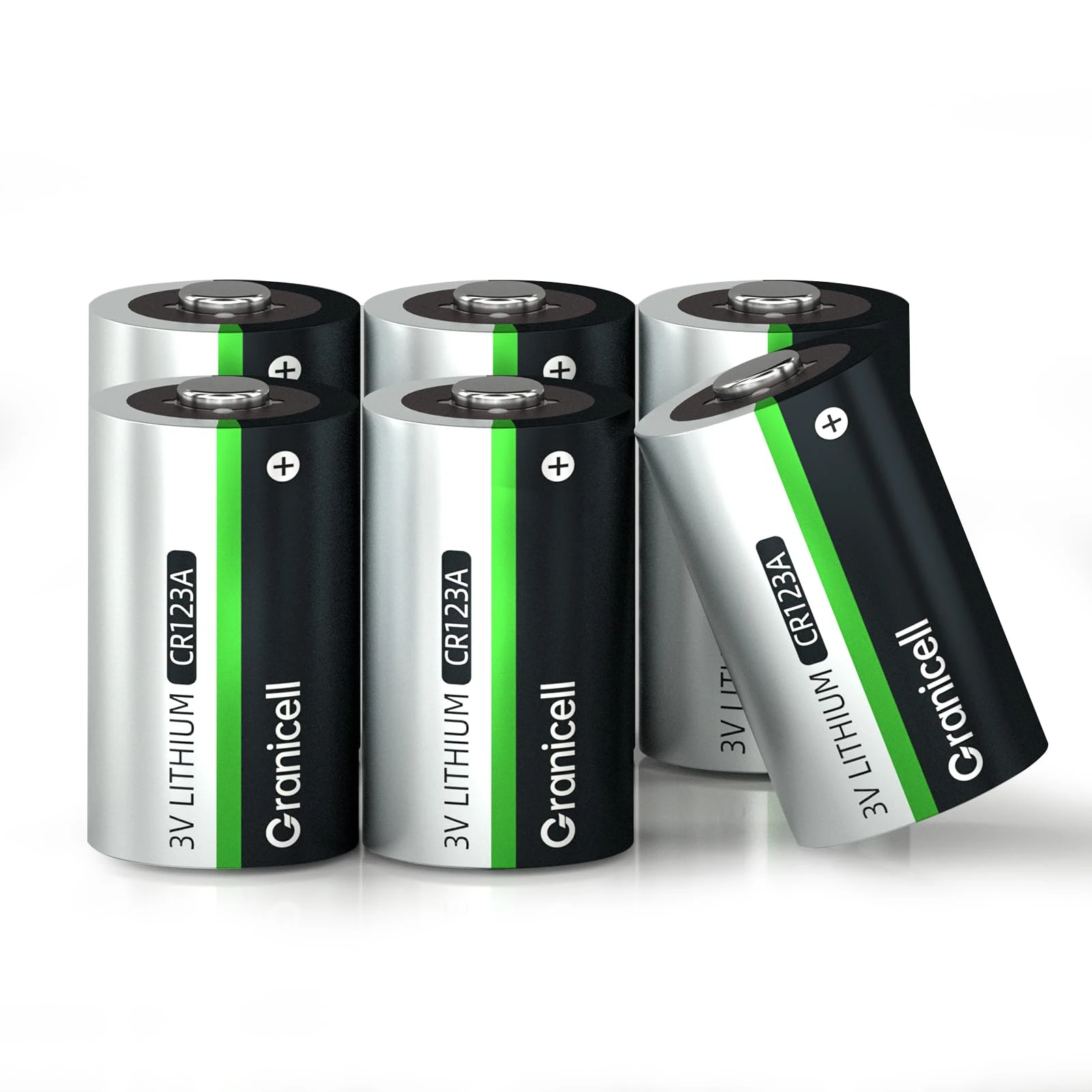 Granicell CR123A Lithium Battery 6-Pack, 1500mAh 3V CR123A Batteries, Suitable for Flashlights, Smoke Alarms, Photography, Toys [Not Rechargeable]