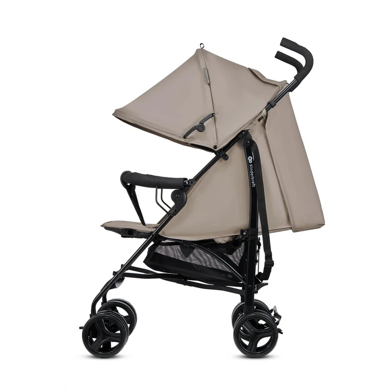 Kinderkraft TIK Lightweight Umbrella Stroller, 6.5kg, from 6 Months, Compact Fold, Lie-Flat Recline, 5-Point Harness, EVA Wheels, Lockable Swivel, Expandable Hood, Window,Beige
