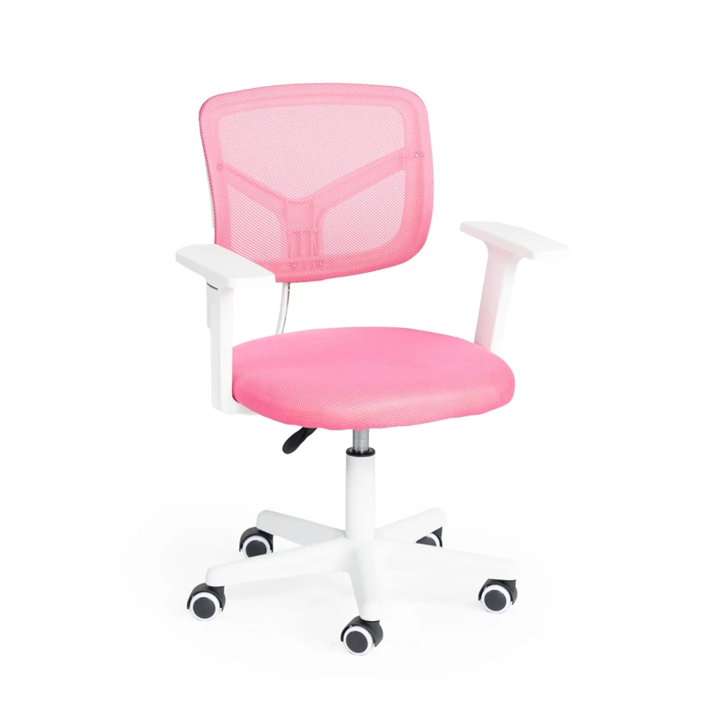 FurnitureR Writing Task Chair Ergonomic Kids Teens Boys Girls Study Chair - Adjustable Height Swivel Computer Laptop Desk Chair for Home,Office,Study Room (Armrest, PINK)