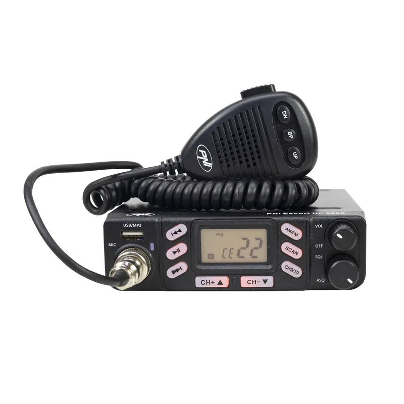 CB radio station PNI Escort HP 6800 ASQ, 12/24 V, MP3 player, USB jack, 4W, AM-FM, cigarette lighter plug included