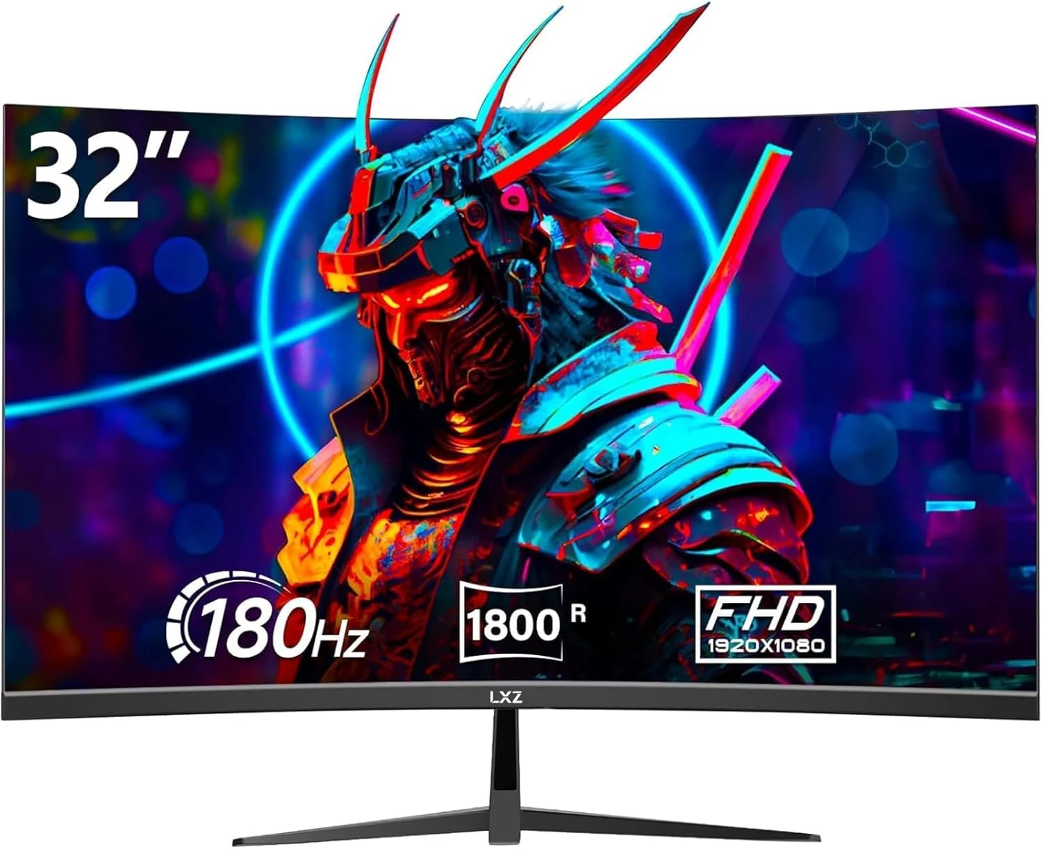 LXZ Curved Gaming Monitor 32 inch, 180hz Monitor, FHD 1080P, 1800R, VA Display, Eye Care, DP/HDMI - Black