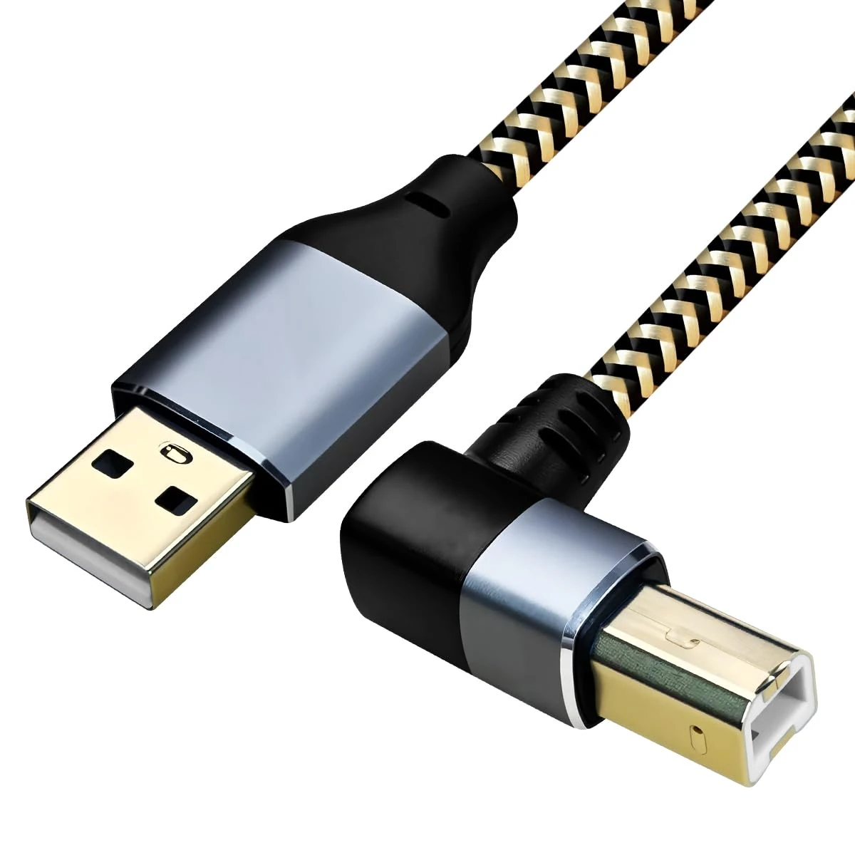 Hanprmeee Printer Cable M,USB Printer Cable 90 Degree USB 2.0 A Male to B Male Printer Scanner USB B Cable Cord with 480Mbps High Speed Printing, (Right Angle) (10M)