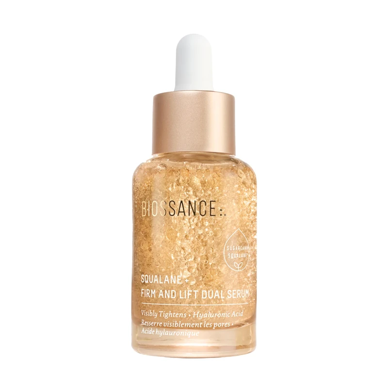 BIOSSANCE Squalane + Firm & Lift Dual Serum 30ml – Face Serum for Maturing Skin – Lifts & Hydrates – Reduces Wrinkles – Hyaluronic Acid, Squalane, Ectoin, Gravetye Giant & Bisabolol