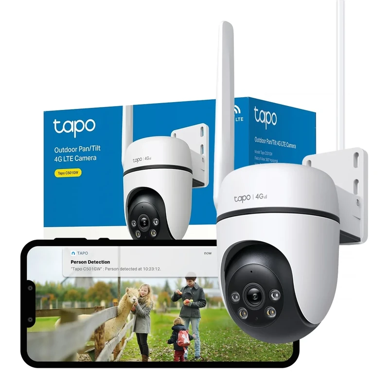 Tapo C501GW Pan/Tilt 4G LTE Outdoor Security Camera, No WiFi Needed, 1080P Full HD, 360° Motion Tracking, No Monthly Fee, AI Detection, Starlight Colour Night Vision, Dual Mode 4G SIM card or PoE