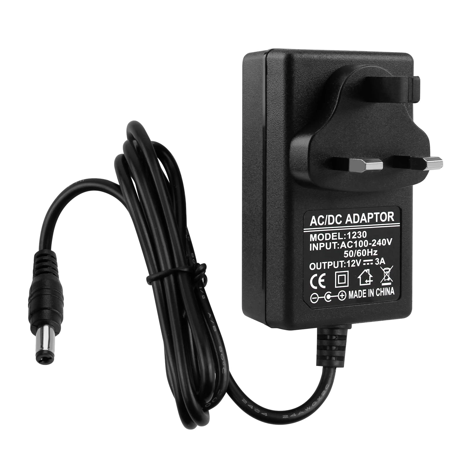 12V 3A 36W Power Supply Cable Adapter, AC 100-240V 50-60HZ DC Port 5.5 * 2.1mm Charger Plug for CCTV Security Camera, LED Strip Lights, LCD Monitor, Audio/Video, Router, Mobile DVD, TV Box
