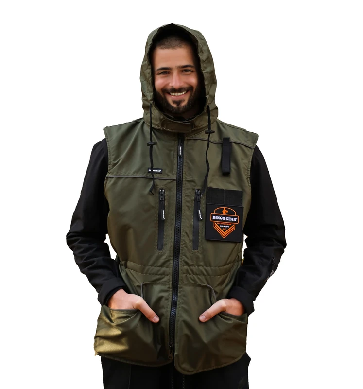 DINGO GEAR All-season Training Vest with a Hood, Reflective Trim, Multiple Functional Pockets, Handmade of Polyester & Mesh, Designed for Dog Training and Shows, Colour – Green, Size – 3XL (S01517)