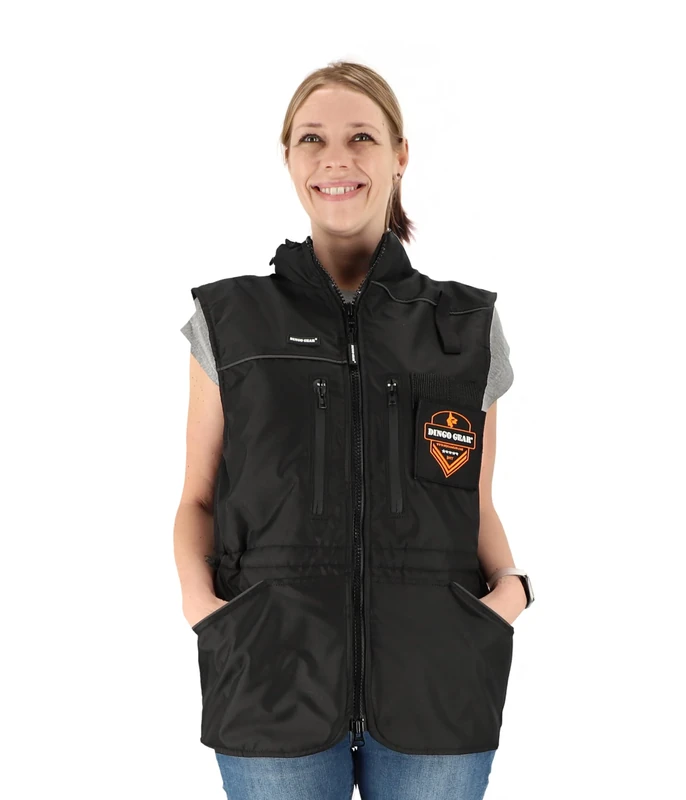 DINGO GEAR All-season Training Vest with a Hood, Reflective Trim, Multiple Functional Pockets, Handmade of Polyester & Mesh, Designed for Dog Training and Shows, Colour – Black, Size – S (S01506)
