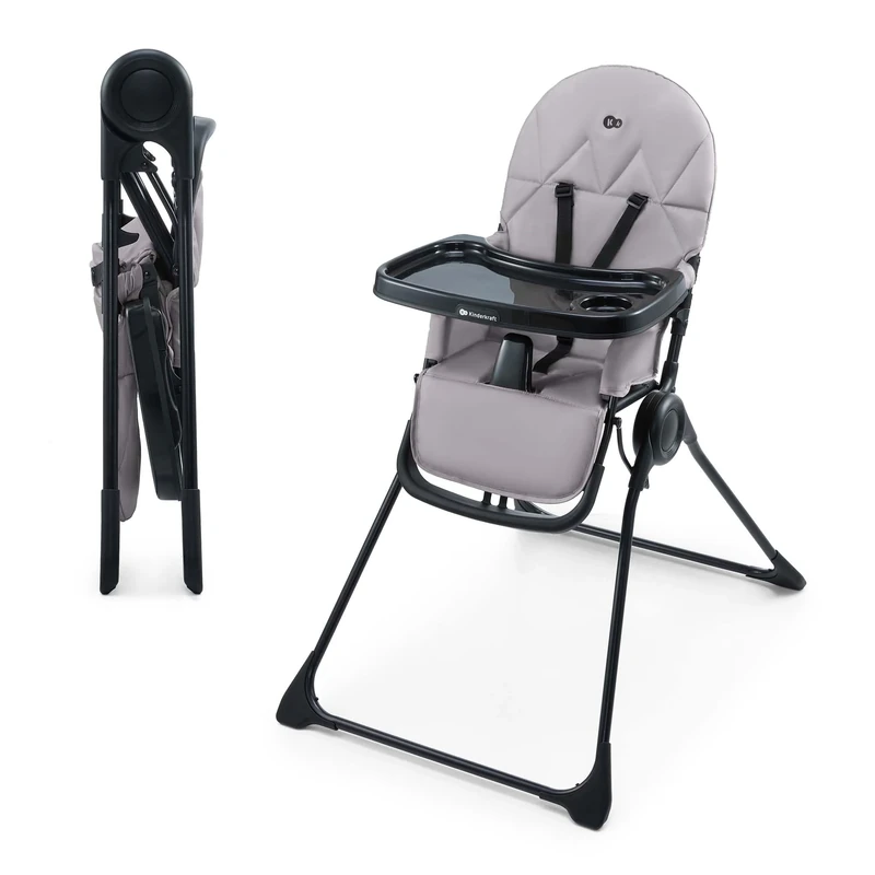 Kinderkraft BINCI Children's High Chair, Baby Chair, Lightweight and Foldable with Tray, Footrest and 5-Point Harness, Ideal for Small Spaces and Travel