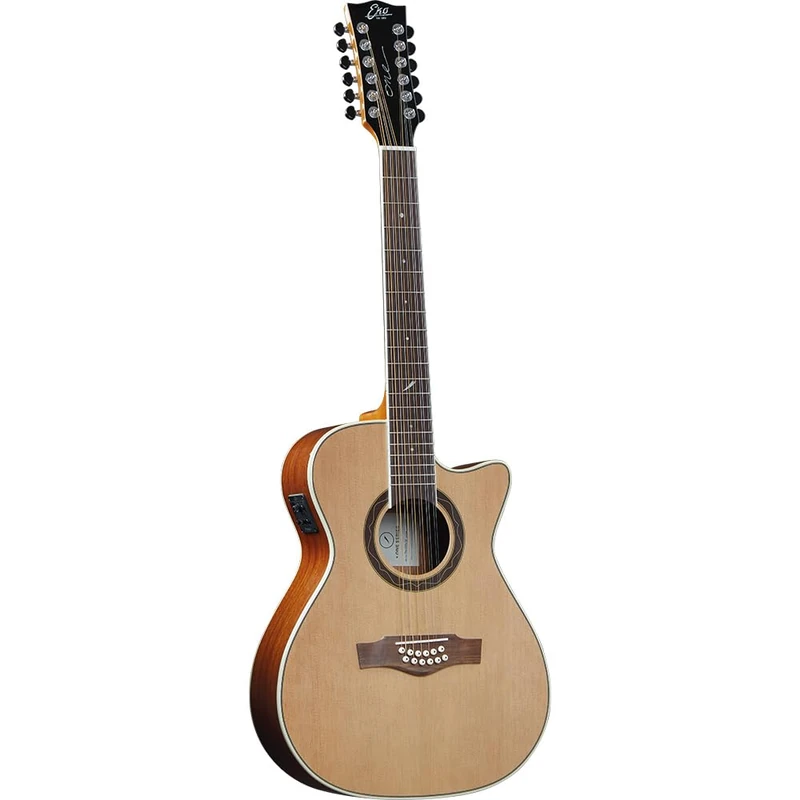 EKO Guitars One A150ce XII, Electric Acoustic Guitar, Laminated Sitka Spruce Top, Mahogany Back, Neck and Back, South American Roupanà, Natural Colour