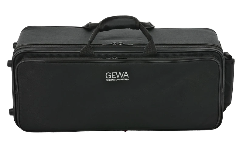 GEWA Trumpet Case for 2 Trumpets (Piston or Rotary Valve), Nylon Fabric, Fibreglass Core, incl. Backpack Straps, Individually Adjustable Interior, Accessory and Sheet Music Pocket, Black