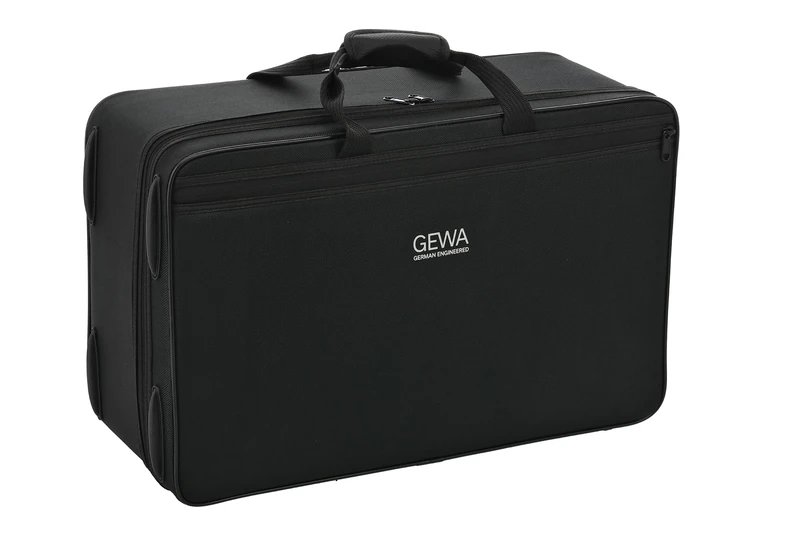 GEWA Trumpet Case for 3 Trumpets (Piston or Rotary Valve), Nylon Fabric, Fibreglass Core, incl. Backpack Straps, Individually Adjustable Interior, Accessory and Sheet Music Pocket, Black