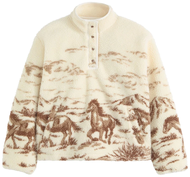 Levi's Women's Kasey Sherpa Pullover Ow Jacket, Wild Horses Landscap, L