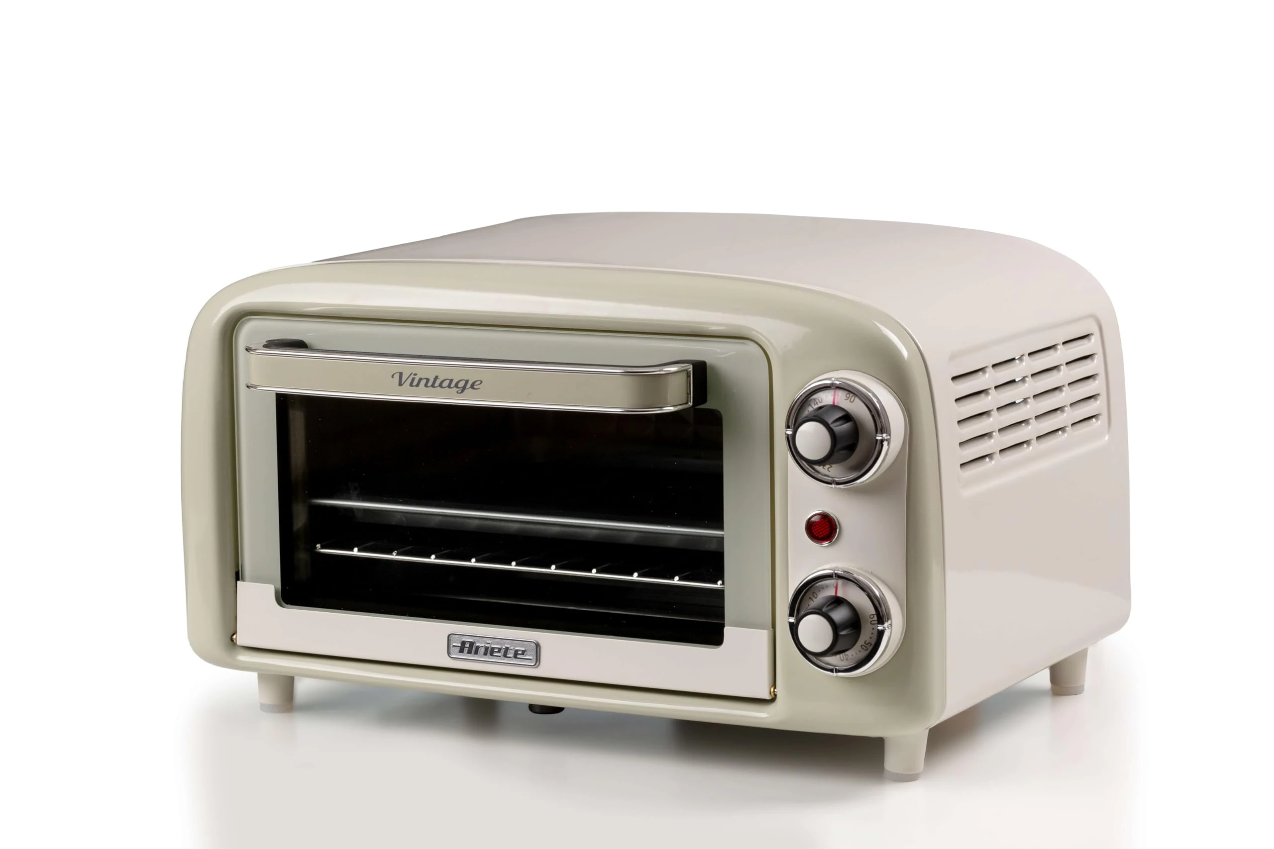 Ariete 3919 Vintage Mini Oven 10 L Capacity for Baking or Heating Food, Temperature up to 230°C, 60 Minute Timer, Stainless Steel Grill, 800W, Double Glazing, Beige