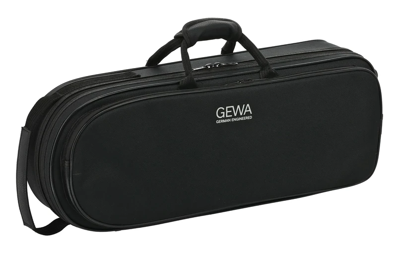 GEWA Trumpet Case for 1 Trumpet (Piston or Rotary Valve), Nylon Fabric, Fibreglass Core, incl. Backpack Straps, Individually Adjustable Interior, Accessory and Sheet Music Pocket, Black