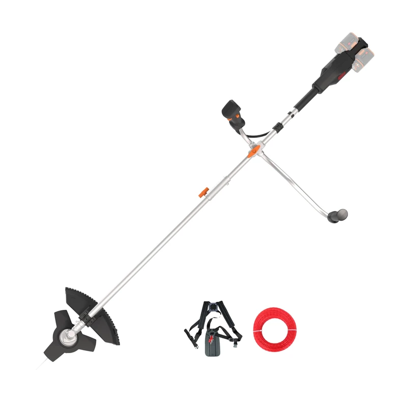 WORX WG084E.9 Cordless Scythe 40 V - Brushless Motor - 38 cm Trimming Diameter & 25.5 cm Blade Diameter - Two-Handle - Double Thread System - Lightweight and Compact Design - Without Battery and