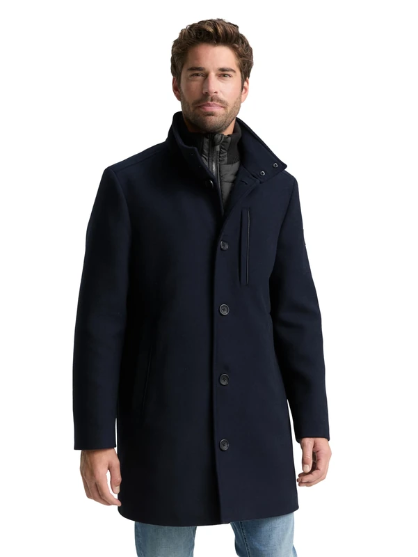TOM TAILOR Men's 1048486 Wool Coat, 10668-Sky Captain Blue, XXL, 10668 - Sky Captain Blue, XXL