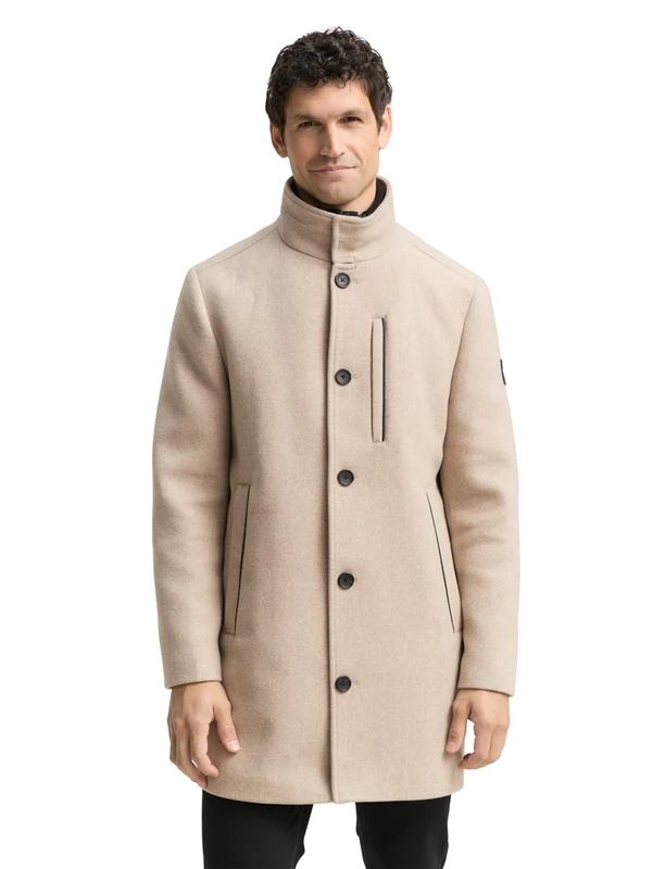 TOM TAILOR Men's 1048486 Wool Coat, 36083-Taupe Wool Twill, XXL, 36083 - Taupe Wool Twill, XXL