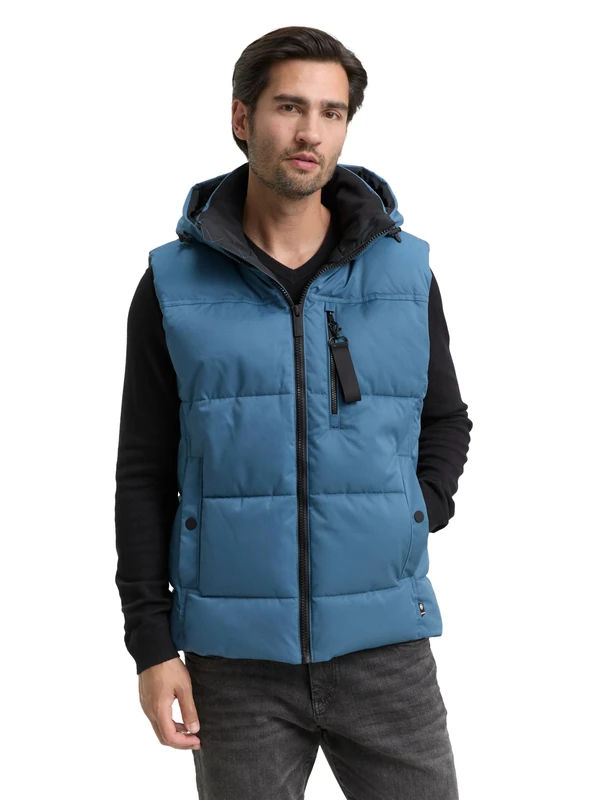 TOM TAILOR Men's 1046976 Vest, 38224-Real Teal Blue, M, 38224 - Real Teal Blue, M