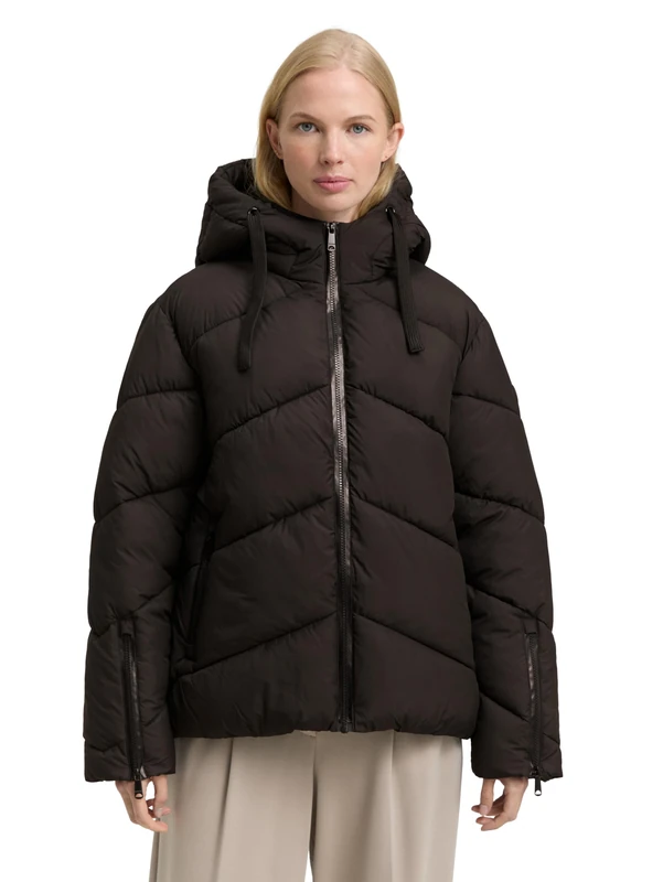 TOM TAILOR Women's 1048484 Jacket, 14482-Deep Black, 3XL, 14482 - Deep Black, 3XL