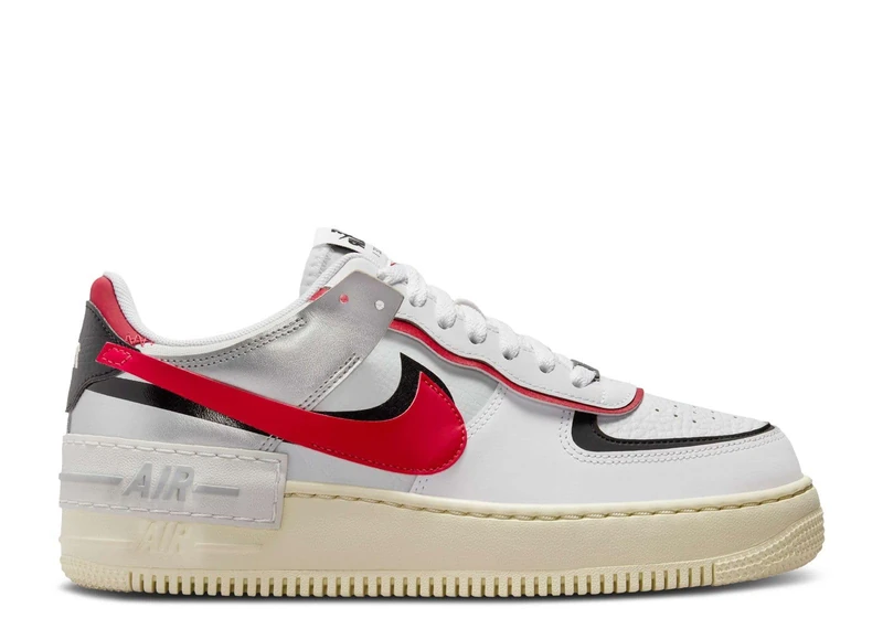 NIKE FN6335-100 Air Force 1 Shadow Women White/Gym RED-Black-Metallic Silver UK 6