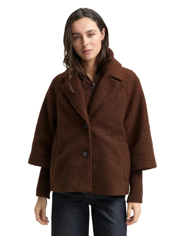 TOM TAILOR Women's 1046602 Jacket, 27506-Dark Pecan Brown, XL, 27506 - Dark Pecan Brown, XL